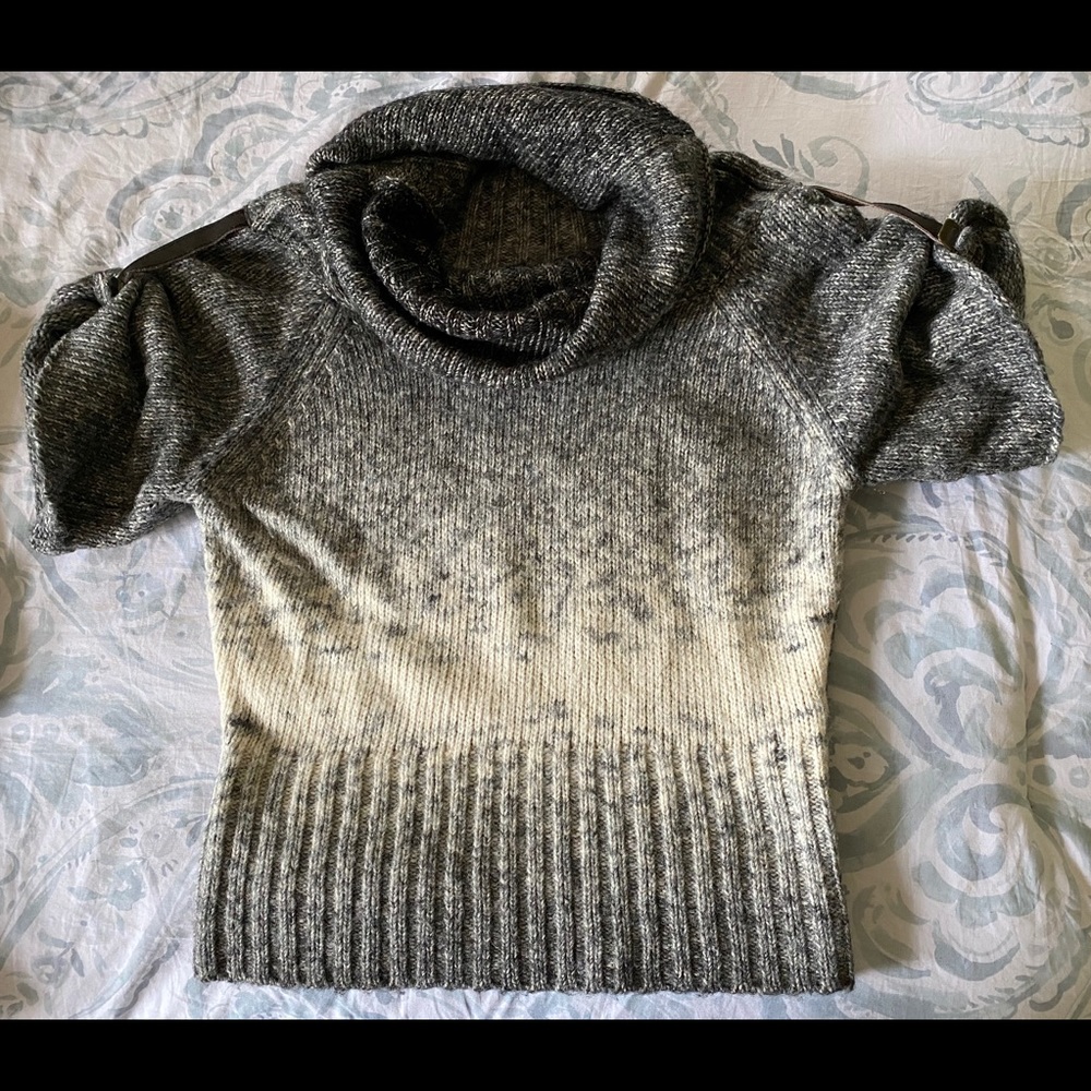 MANGO woman wool sweater with leather straps Sz S